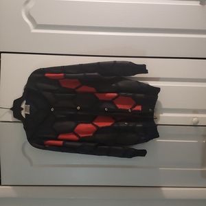 Turkish leather and crochet raglan sleeve jacket.